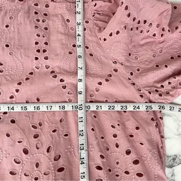 Eloquii Eyelet easy dress mauve dusty long sleeve flounce hem pink plus size 22 - Picture 7 of 10